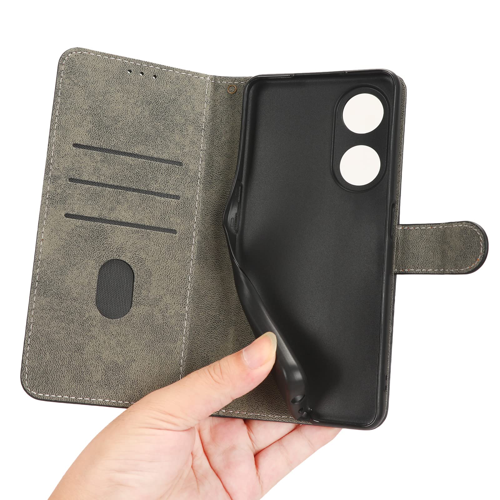 Custodia A Portafoglio In Pelle Rossa Per OPPO A98 5G: Con Tasche Per Carte, Supporto Magnetico E Funzione Stand, Antiurto - 3