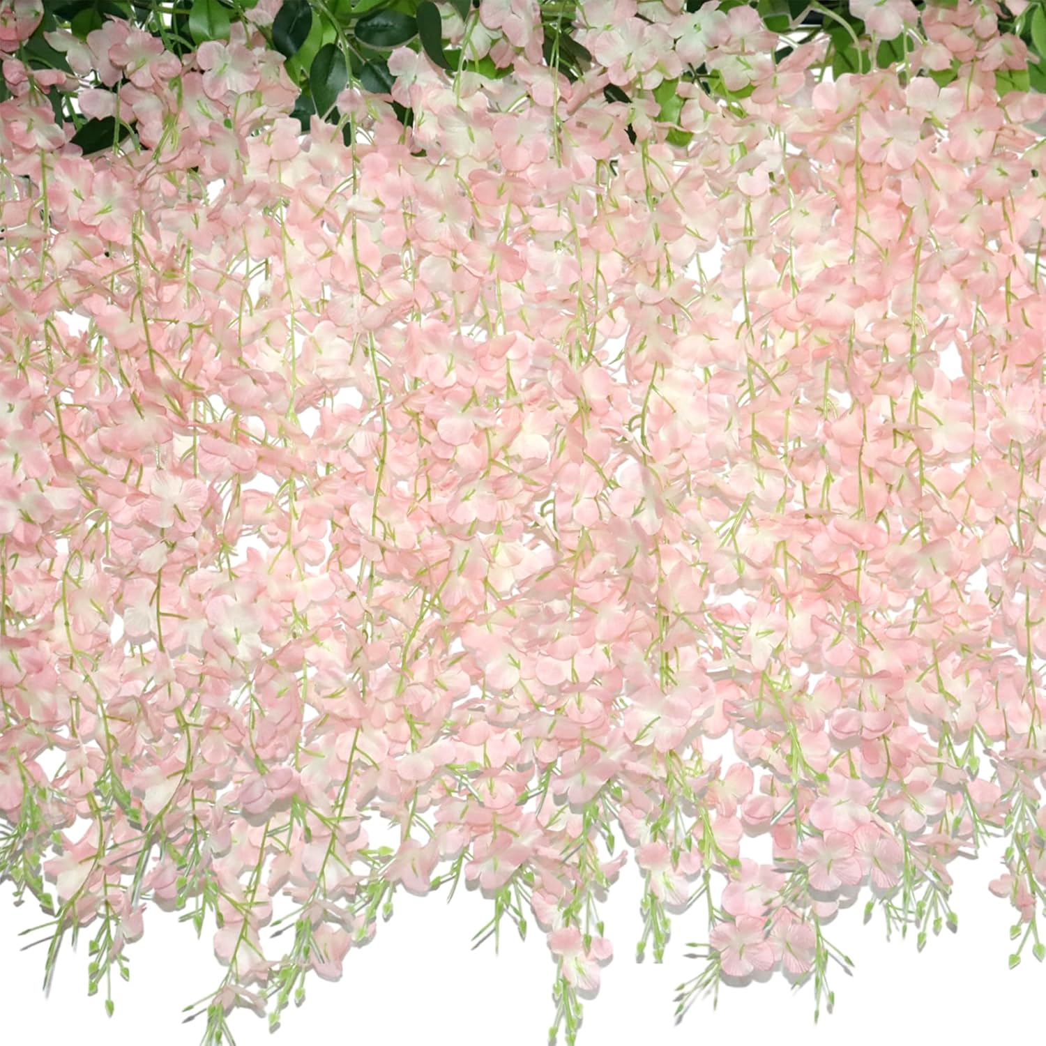 ZINHO Wisteria Hanging Flowers 60 Branches, Pink Wisteria