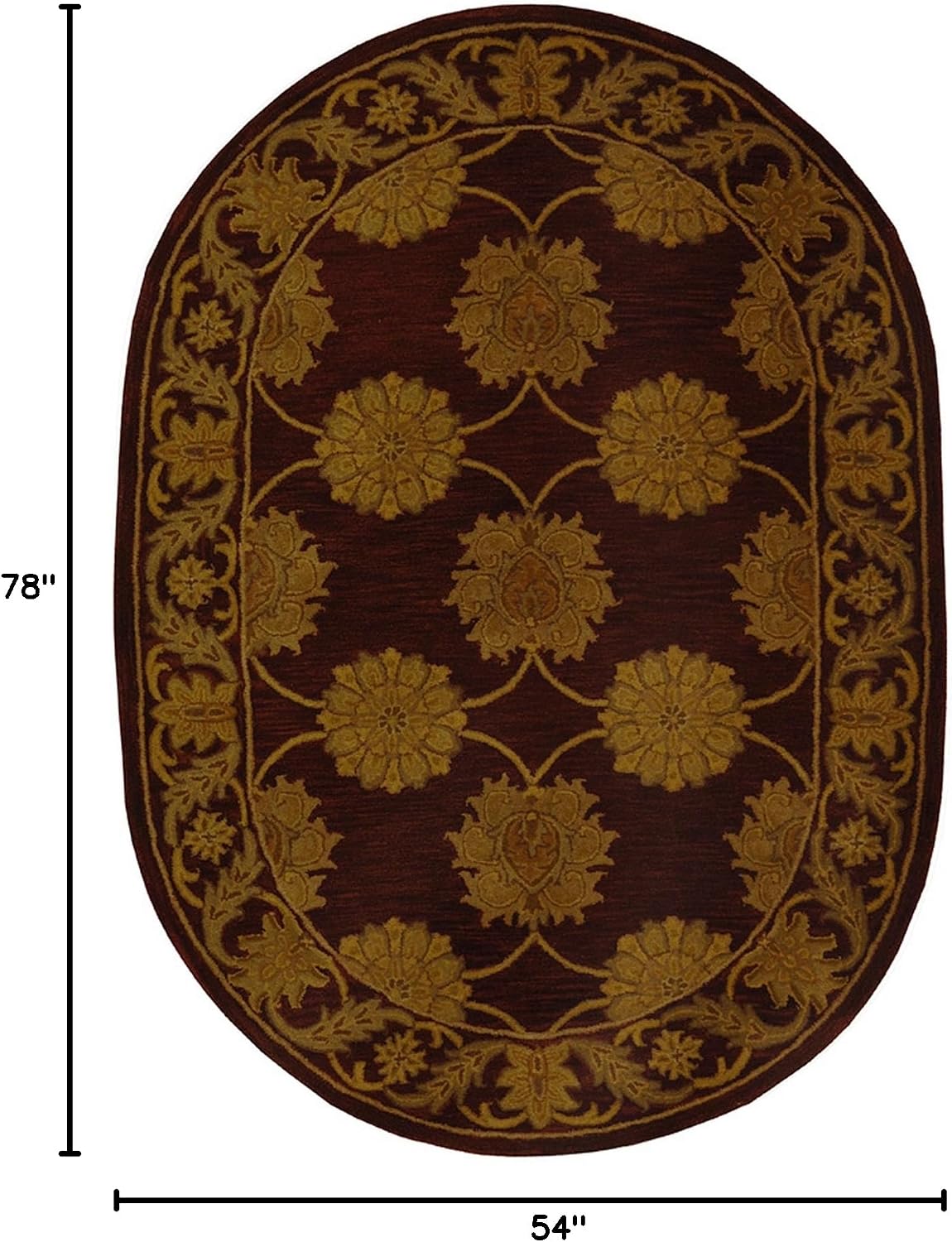 SAFAVIEH Heritage Collection 4'6" x 6'6" Oval Maroon HG314B Handmade Traditional Oriental Premium Wool Area Rug
