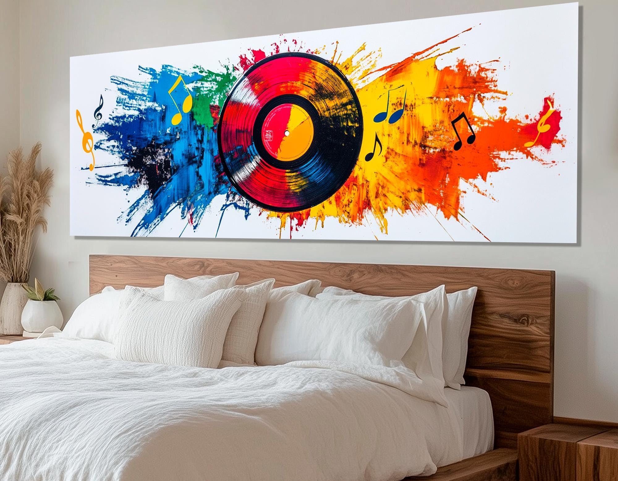 CAOXTART Płyta fonograficzna abstrakcyjny plakat na płótnie muzyka na płótnie pop art winylowy obraz do salonu dekoracja domu (30 x 90 cm/rama wewnętrzna)