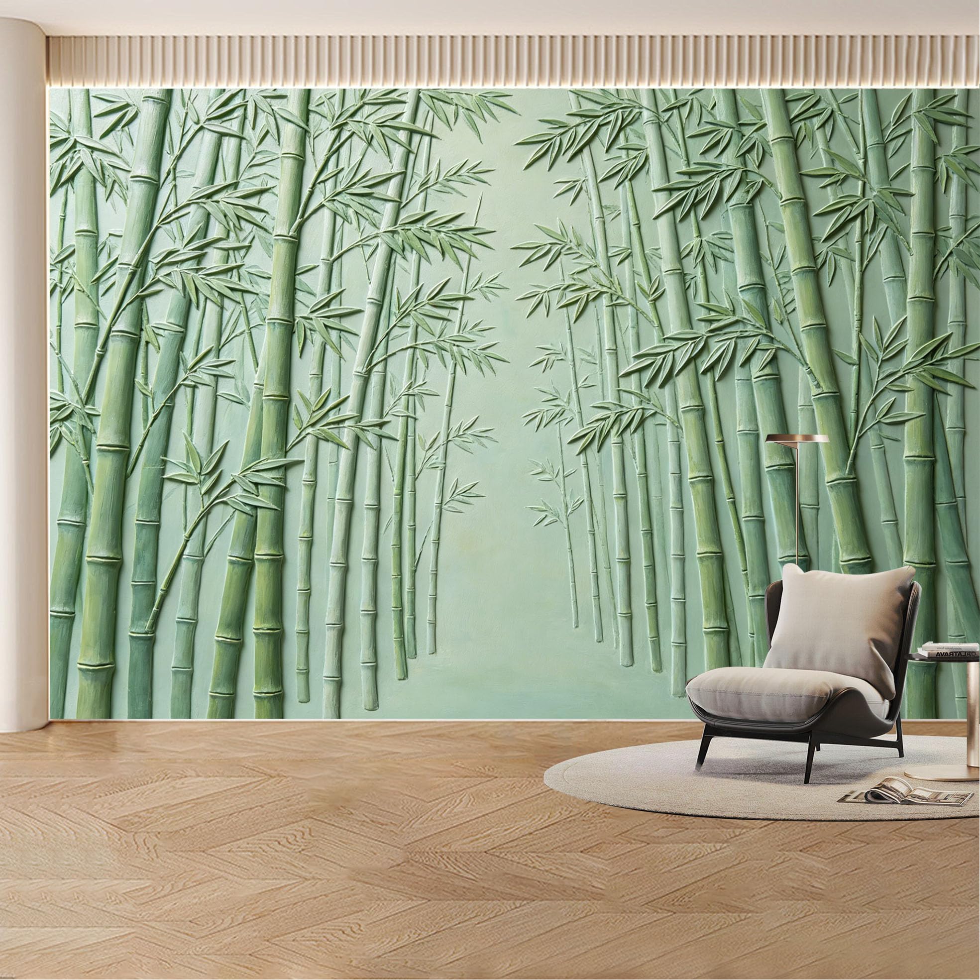 Custom Wall Mural Wallpaper 3D Bamboo Forest， Nature Landscape Large Wall Art， Minimalist Zen for Living Room， Bedroom， Office