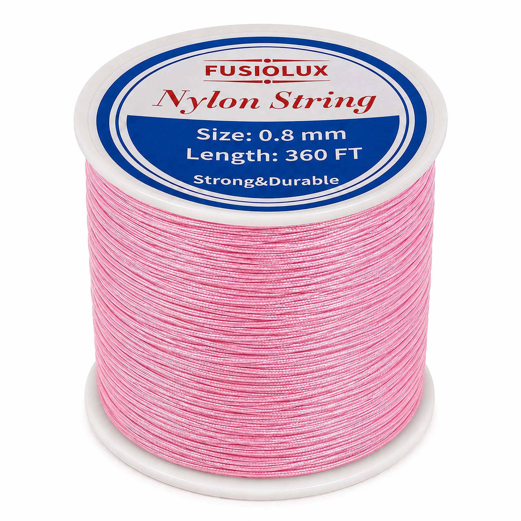 Photo 1 of 0.8mm Nylon Cord for Bracelet Making, Strong Non-Stretch Craft String for Braiding, Colorfast Nylon Braided Thread for DIY Bracelets, Macrame, Keychains, Dream Catchers (Pink)