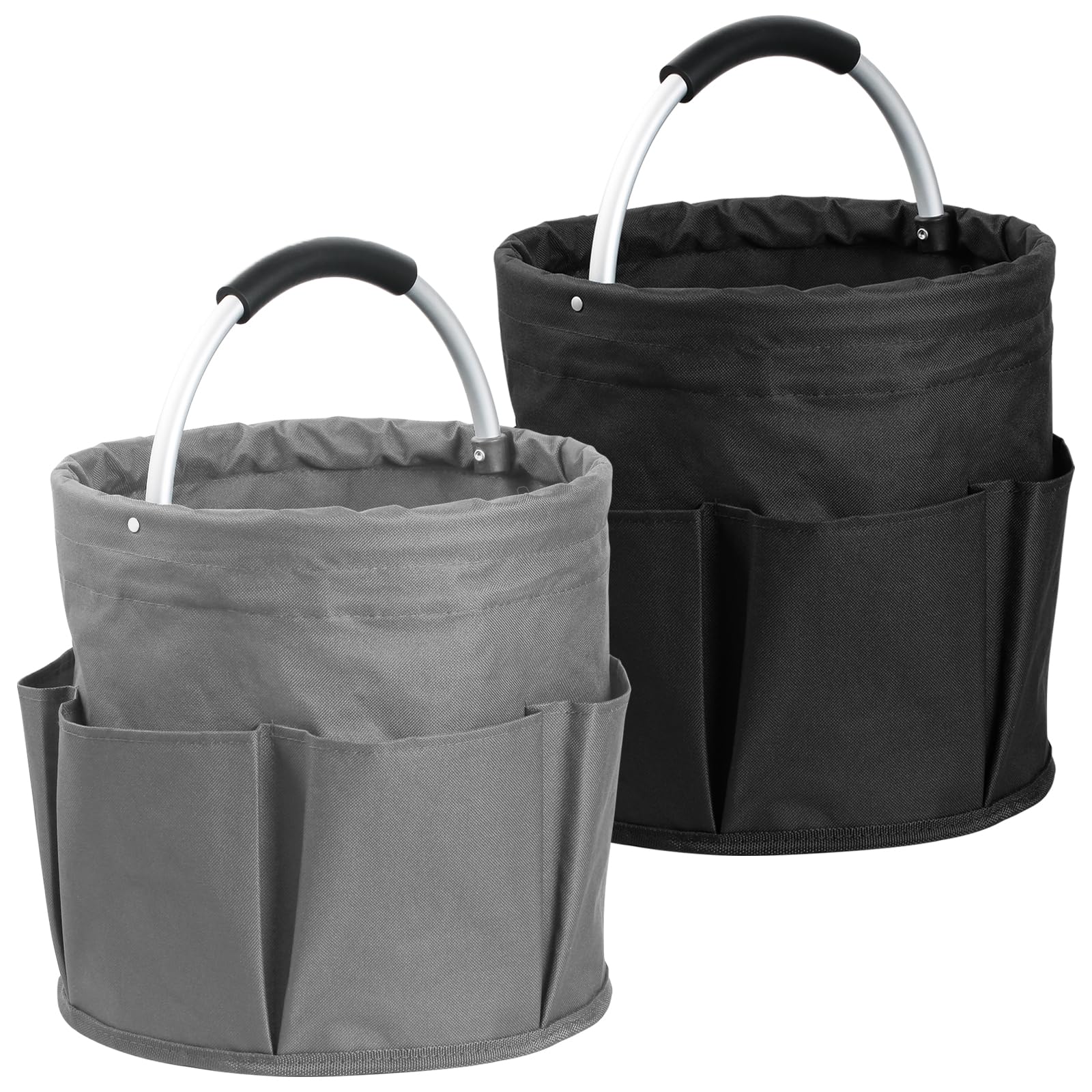 2PCS 17L Cleaning Caddy With Handle, Bucket Tool Organizer, Black + Gray โ image 1