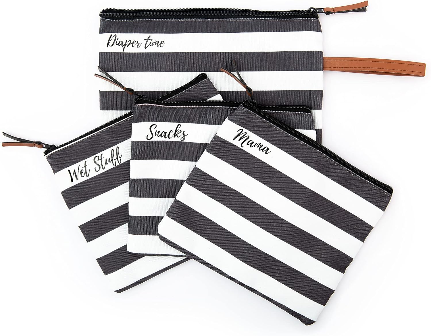 Diaper Bag Organizer Insert - Set of 4 Labeled Pouches - Waterproof Packing Cubes with Wet Bag