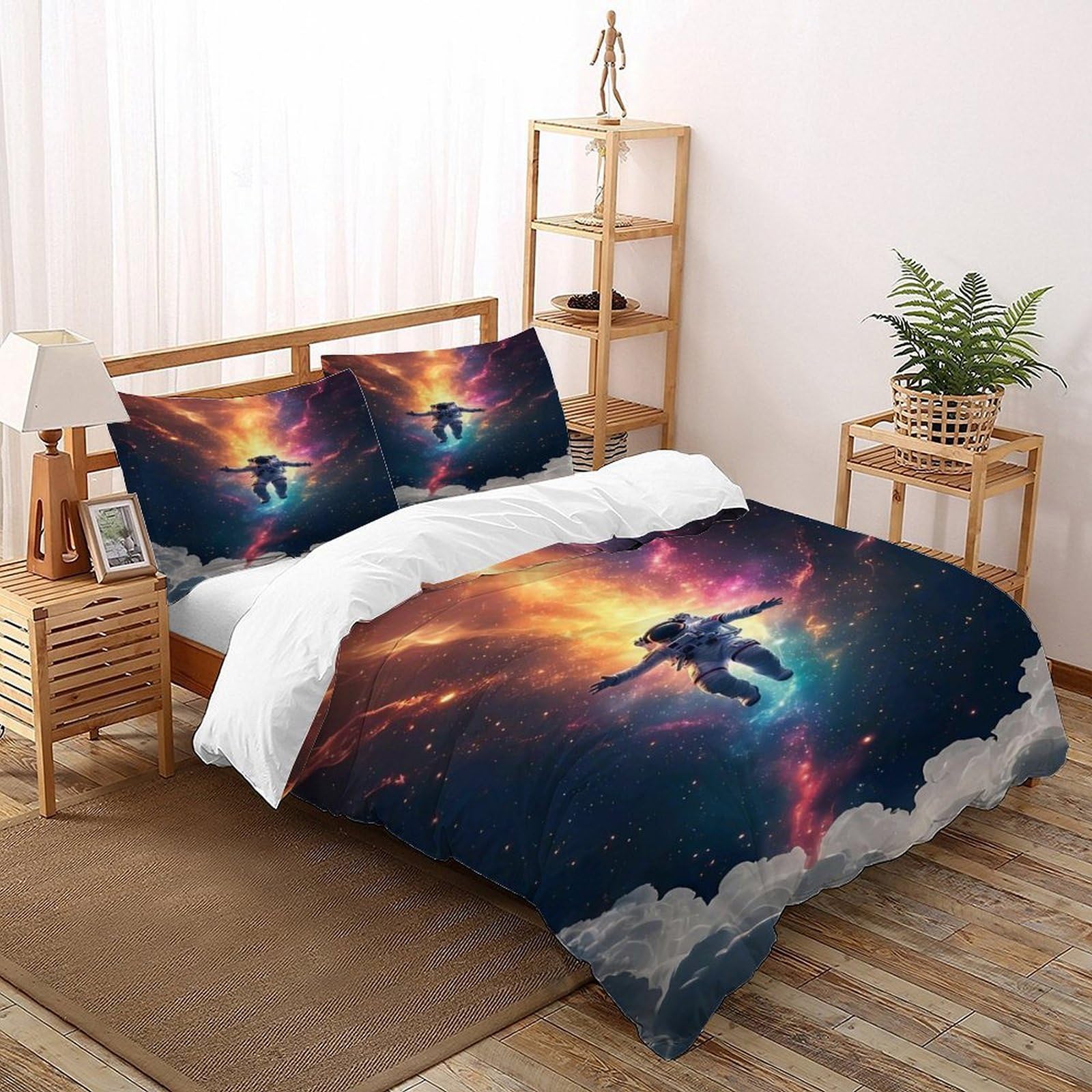 Housse de couette astronaute 260x220 parure lit galaxie ado