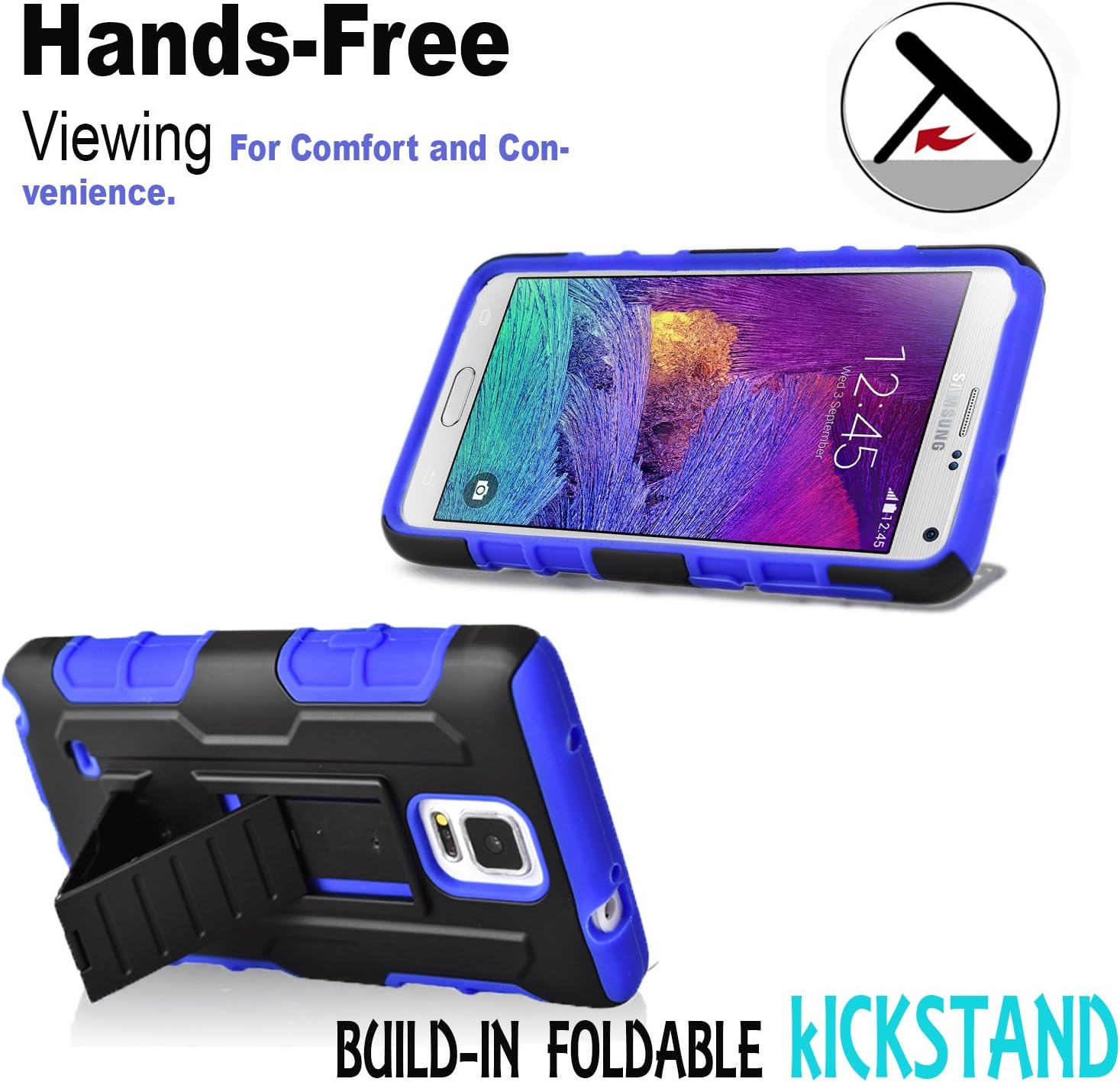 Galaxy Note 4 Case, Starshop(TM) Hybrid Full Protection High Impact Dual Layer Holster Case with Kickstand and Locking Belt Swivel Clip with Premium Screen Protector Blue