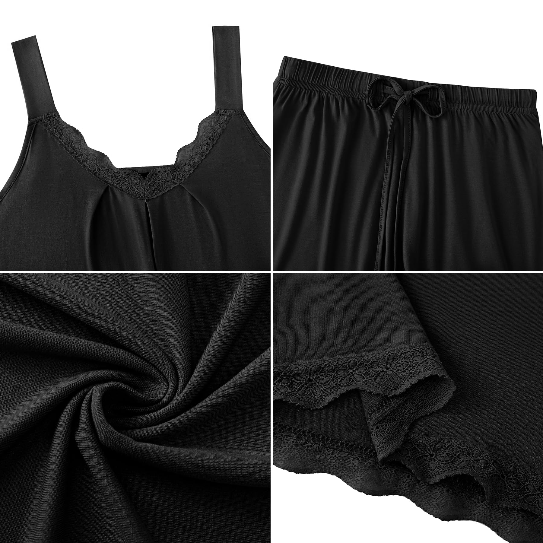 Uniexcosm Pyjama D'Été Sexy pour Femme Pyjama Court Femme Pigiama Di Cotone Donna Cravate en V avec Dentelle