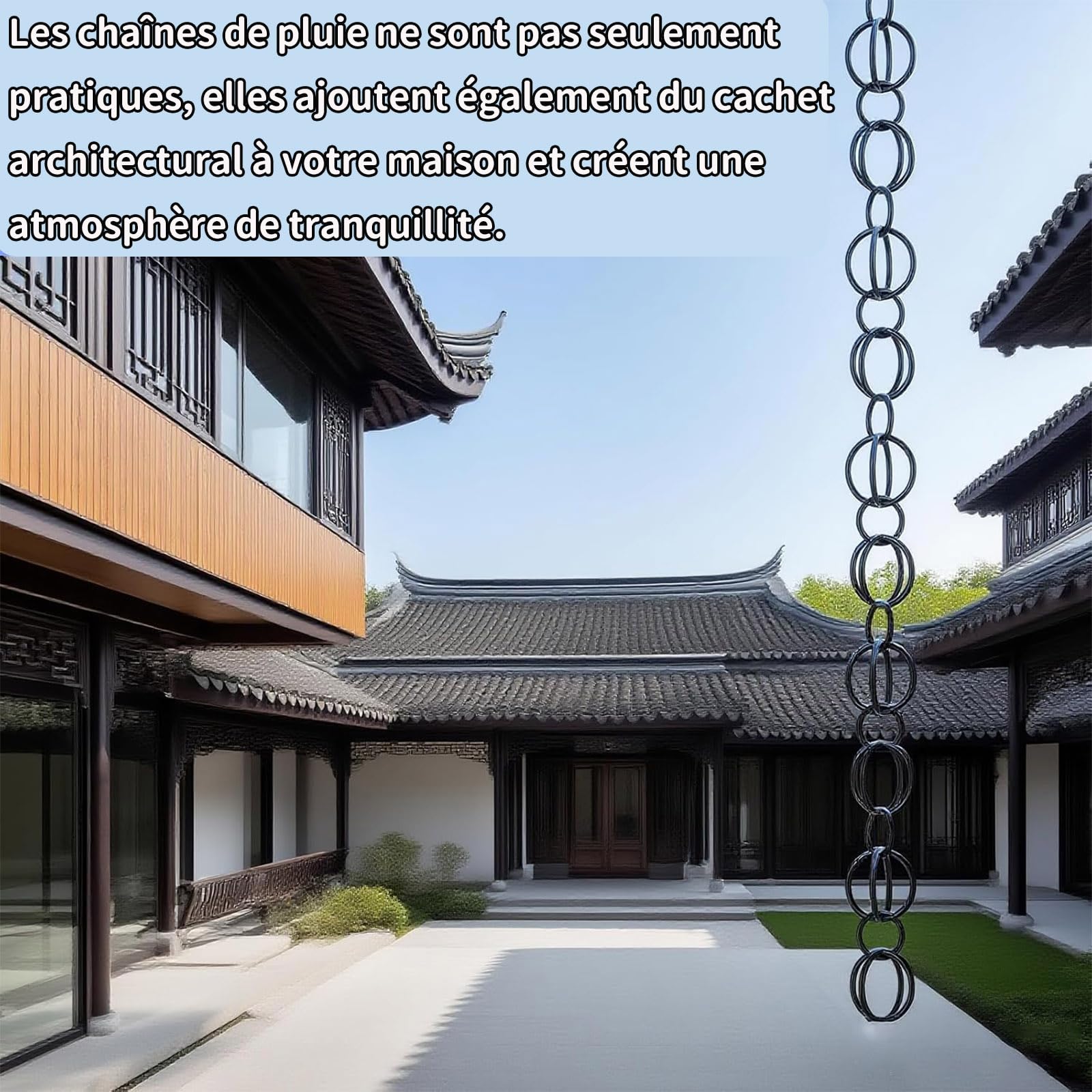 Chaine de Pluie Gouttière,pour l'extérieur,ChaîNe Attrape,pour l'extérieur,décoration de Jardin et de Maison,Élégante et Écologique,pour gouttières,Système de Récupération d'eau