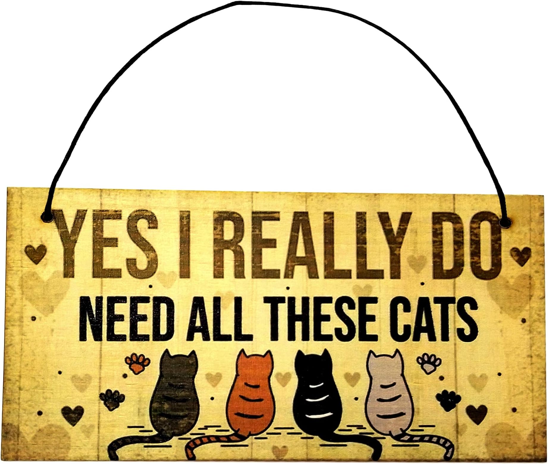 Yes I Really Do Need All These Cats, Hanging Funny Wall Signs, Cat Lady Pet Lover, Vintage Farmhouse Home Decor, Wooden Wall Art Kitten Sign, Cute Decorative Plaque