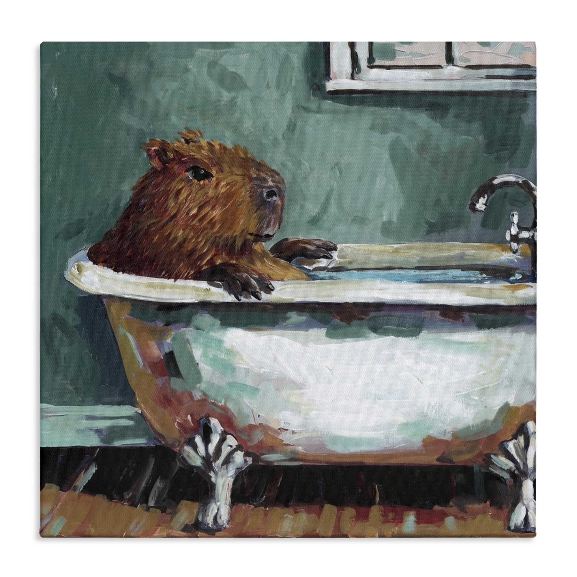 Stupell Industries Capybara in Bubble Bath Canvas Wall Art, design by Studio Bautista, 17 x 17