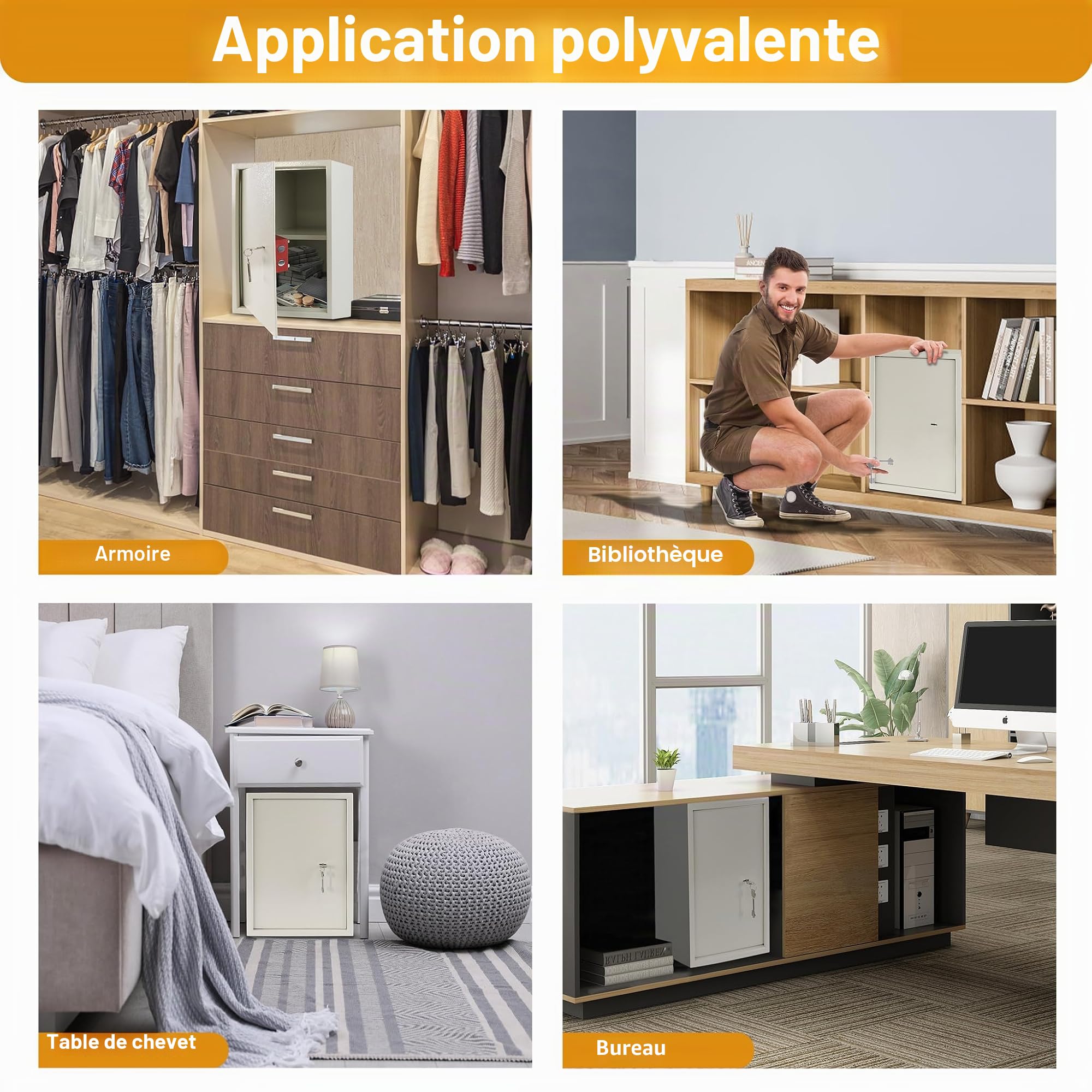 Tresor Coffre-fort ignifuge et étanche (35 x 31 x 50 cm – XL) avec 2 clés – Armoire à monnaie pour argent, bijoux, médicaments, coffre-fort de meubles comme coffre-fort mural ou au sol