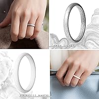 Vista 5 de ThunderFit - Anillos de boda y de compromiso hechos de silicona, finos y apilables para mujer, 2,5 mm de ancho y 2 mm de grosor