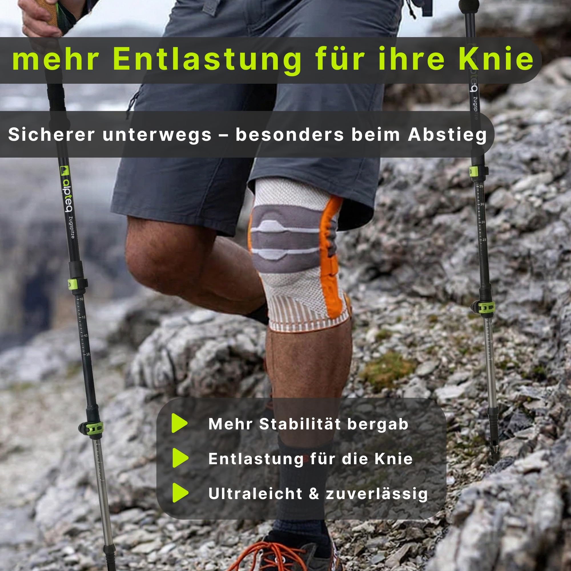 Teleskopowe kijki trekkingowe z włókna węglowego – model zielony – ultralekkie kijki trekkingowe dla kobiet, mężczyzn i dzieci | regulowane 65-135 cm | kijki Nordic Walking z korkowym uchwytem