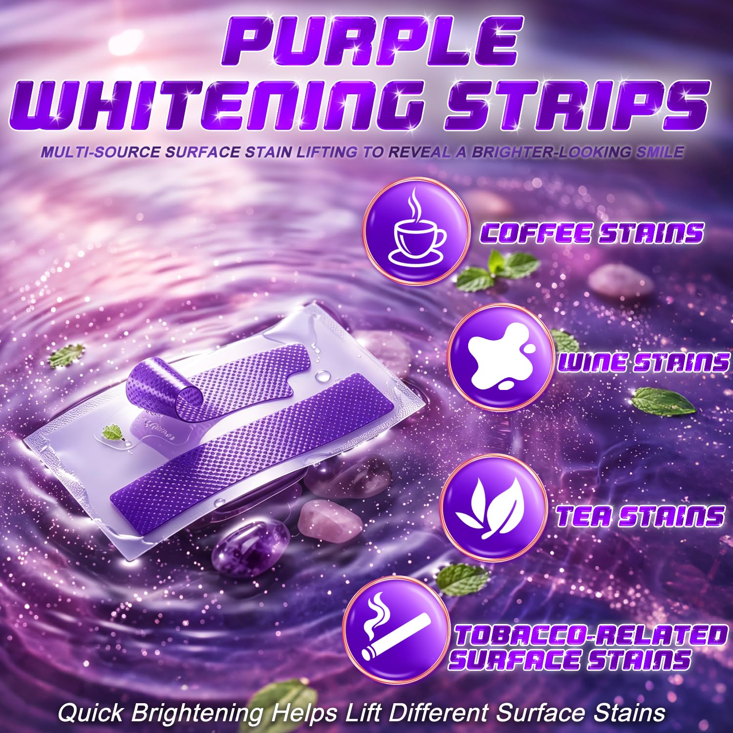 Purple Teeth Whitening Strips - Whiter Smile! -2 Purple Teeth Whitening Strips - Whiter Smile! -2