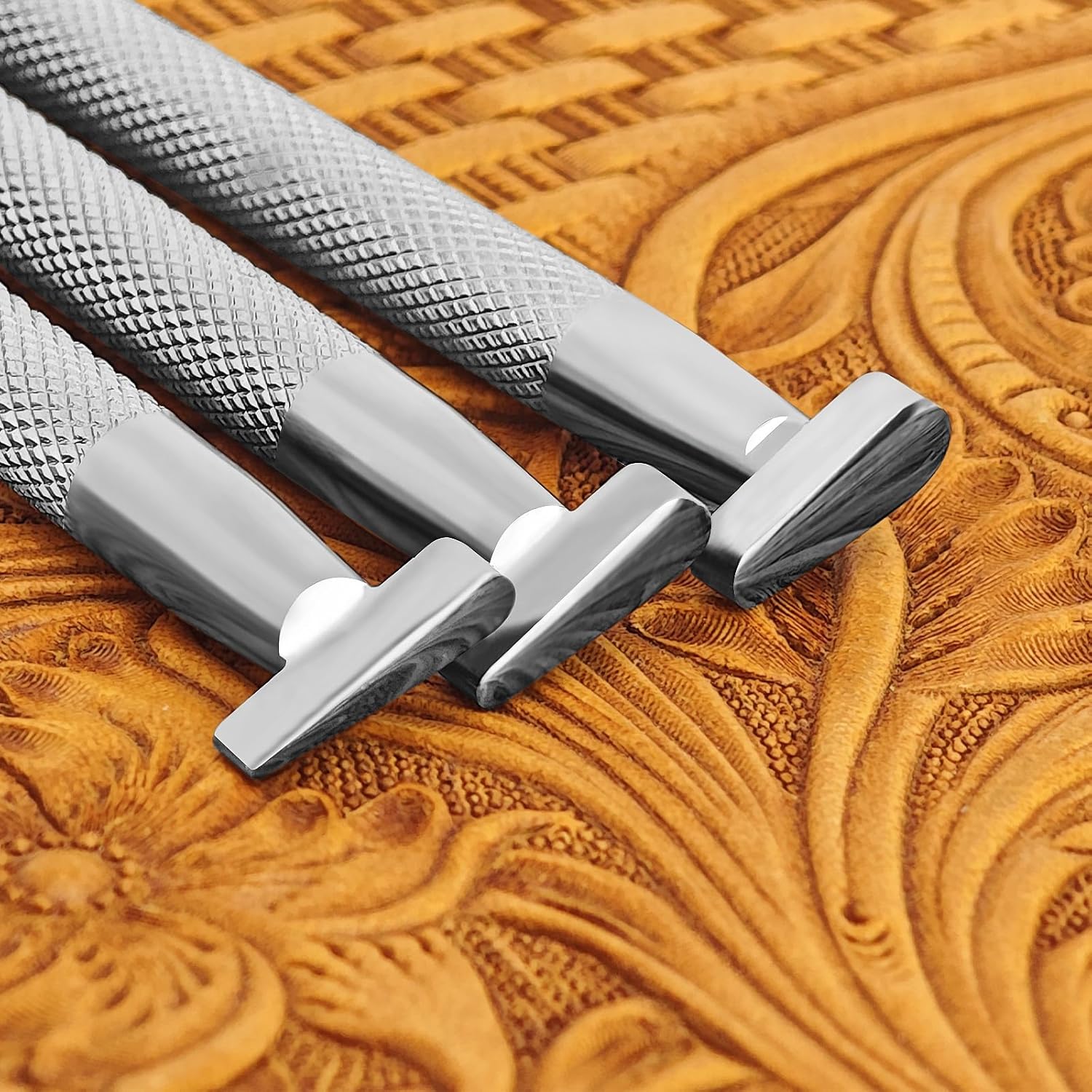 Smooth Thumb Print Leather Stamps 3Pcs Leathercraft Stamping Tool 304 Stainless Steel Carving Set for Craft DIY