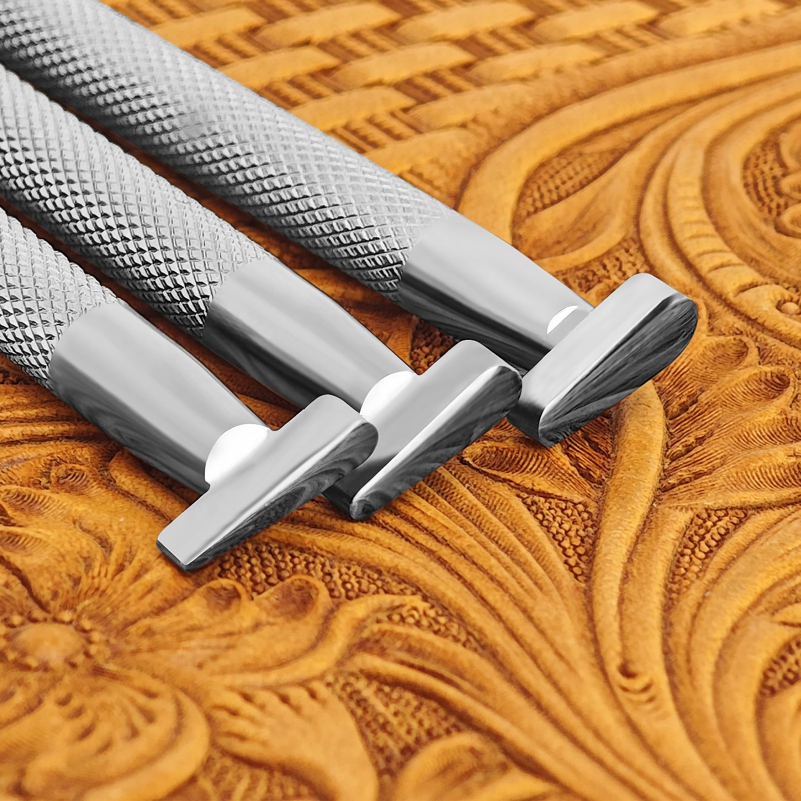 Smooth Thumb Print Leather Stamps 3Pcs Leathercraft Stamping Tool 304 Stainless Steel Carving Set for Craft DIY