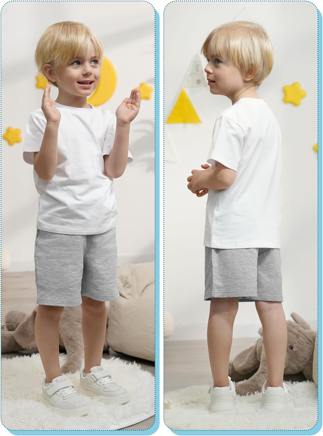 Resinta 3 Packs Toddler Boy Shorts Baby Boy Cotton Shorts Soft Casual Elastic Waist with Drawstring Clothes for Summer - Image 5