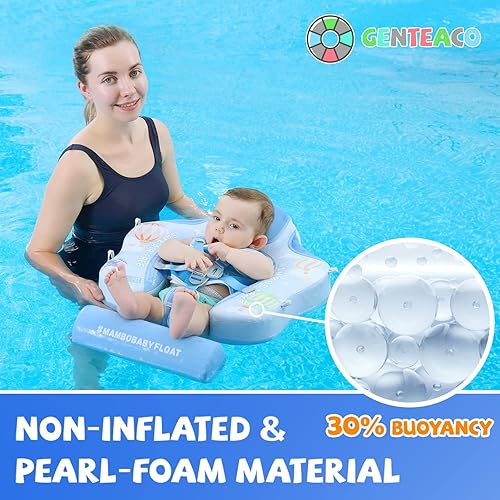 Miniatura 2 de Mambobaby - Flotador de natación para bebé con dosel, flotador de piscina infantil no inflable con cola de 3 a 24 meses, evita voltear material