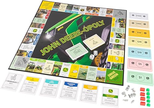 TOMY John Deere-opoly - Juego de mesa para niños, juegos de agricultura cooperativa para niños, juegos de mesa clásicos para la noche de juegos