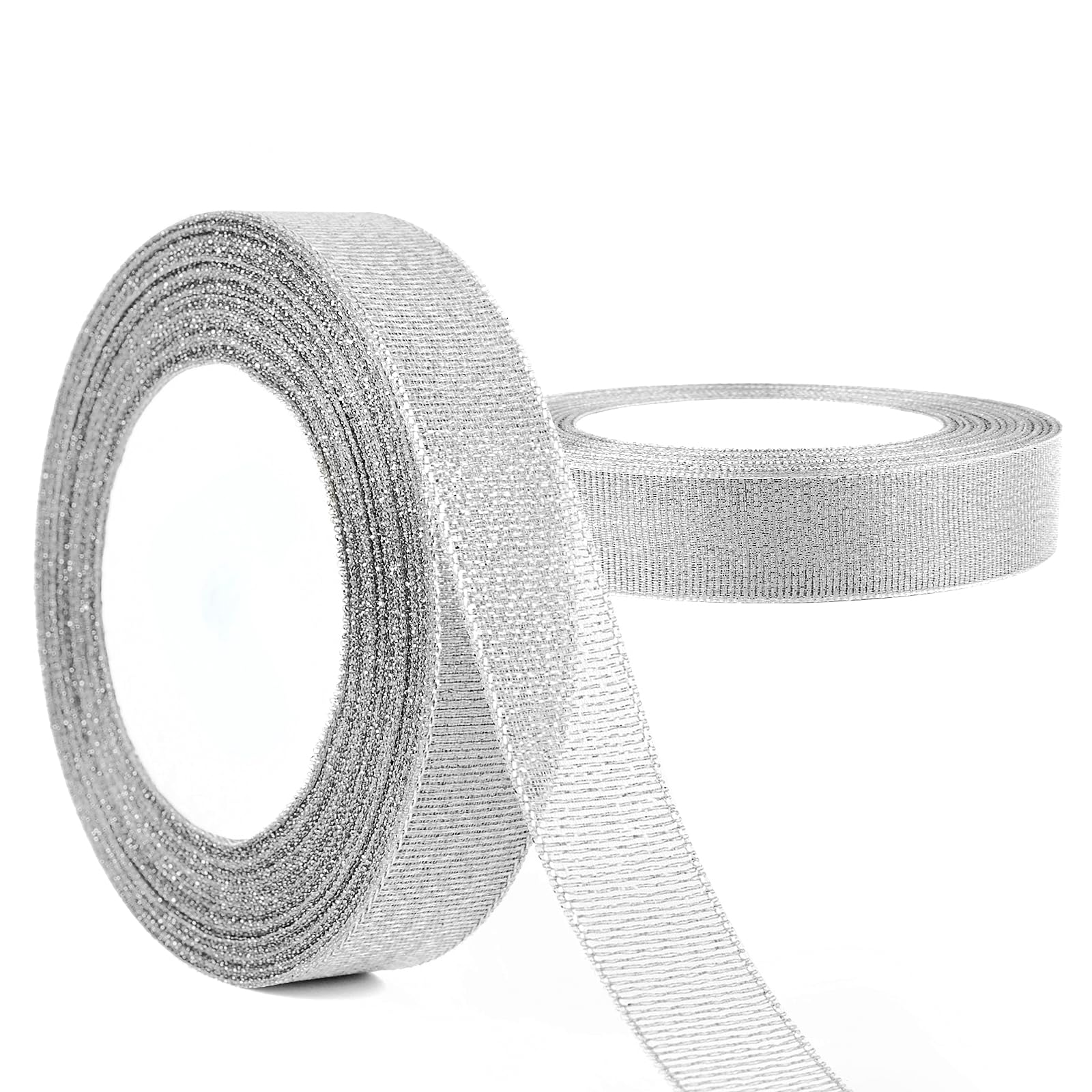 GXFCING Silver Organza Ribbon 20mm, 44m Glitter Gold Christmas Ribbon for Gift Wrapping Crafts, DIY Sewing, Cakes, Weddings - Image 4