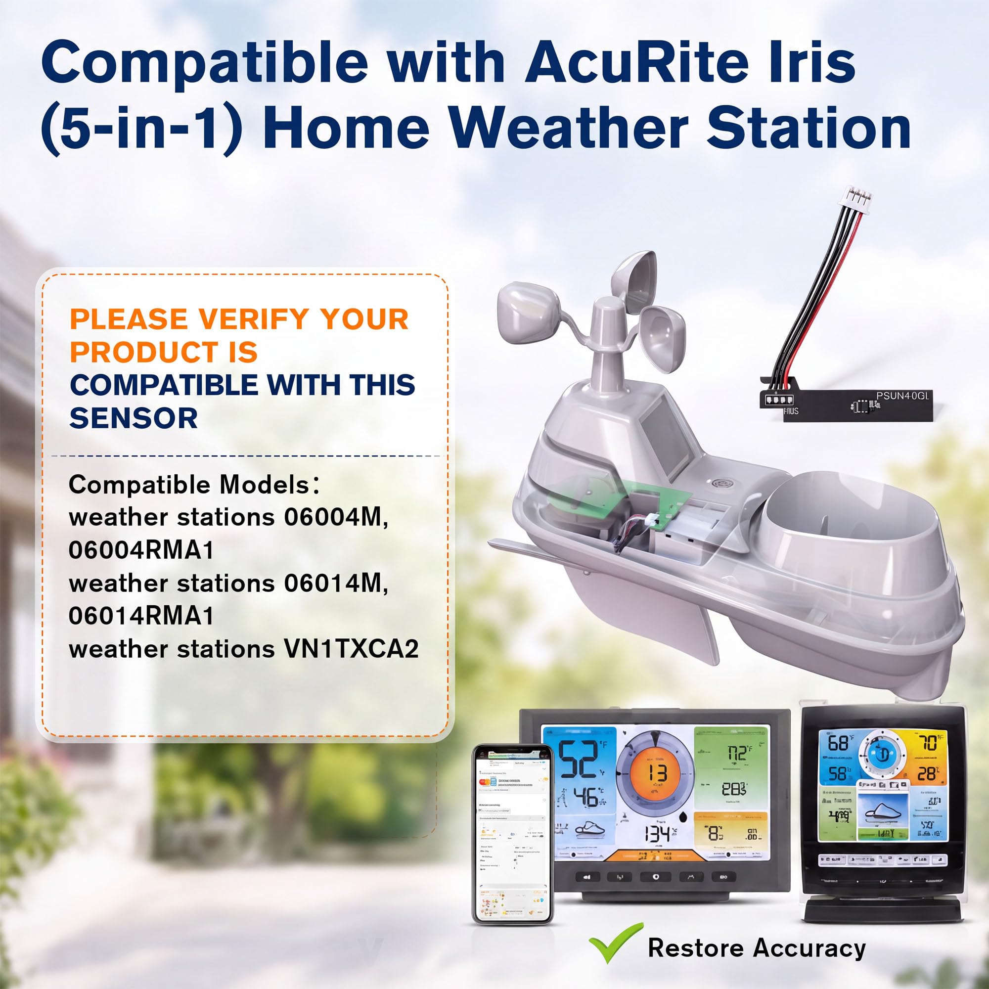 Temperature Humidity Sensor Replacement for AcuRite 5-in-1 Weather Station