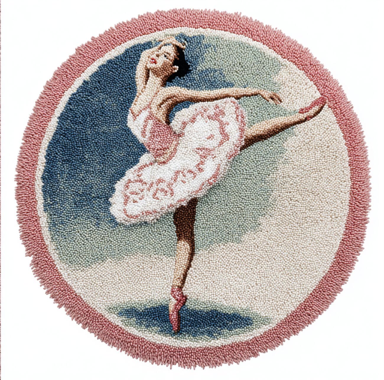 Kitquiver Rug Making Kits Ballerina DIY Rug Making Craft Kits with Yarn & Canvas and Crochet Needle Embroidery Decoration 80x80cm