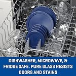 Anchor Hocking 12 Piece Glass Storage Containers with Lids (6 Glass Food Storage Containers & 6 Navy Blue SnugFit Lids)