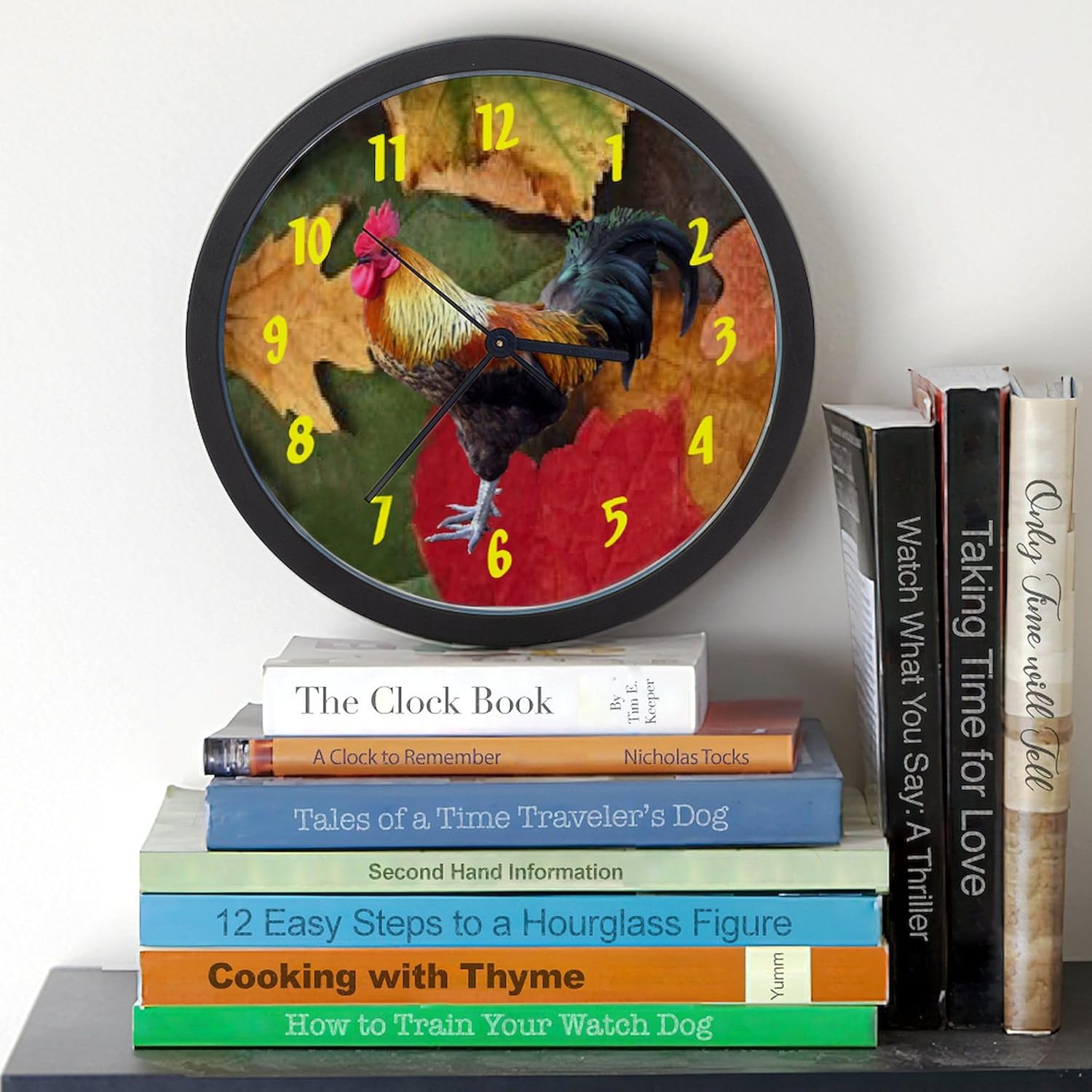 CafePress Rooster Leaves Wall Clock 10inch 10" Wall Clock for Livingroom, Kitchen, or Office