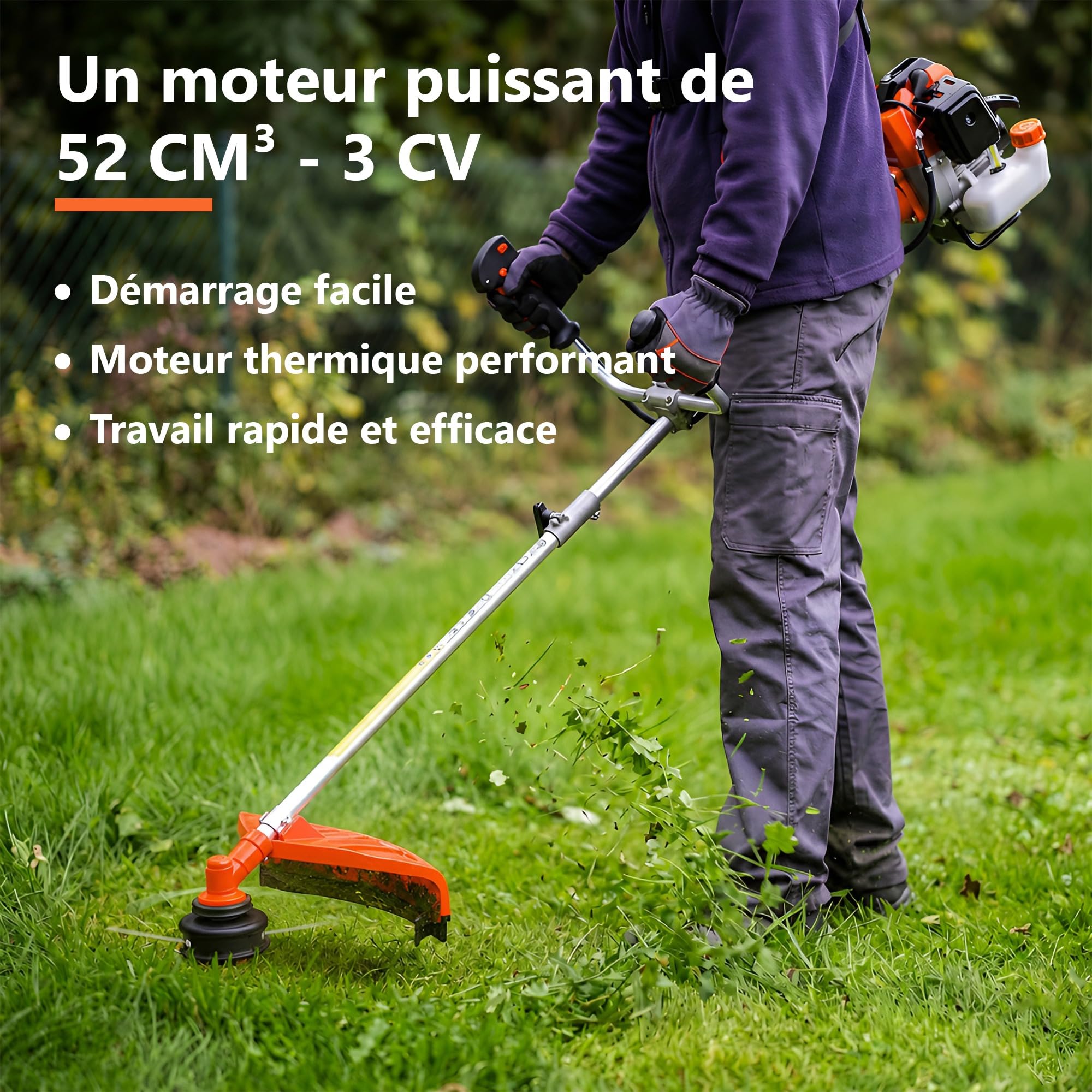 GT Garden Débroussailleuse Thermique, 52 cm3, 3 CV