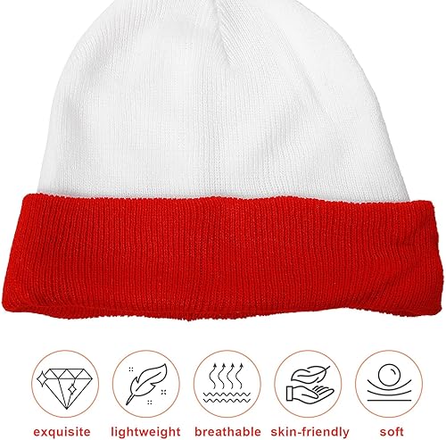 Miniatura 2 de Yaomiao Gorro de Navidad rojo y blanco, gorro de punto con pompones, gorro de invierno de Navidad para hombres, mujeres y adultos