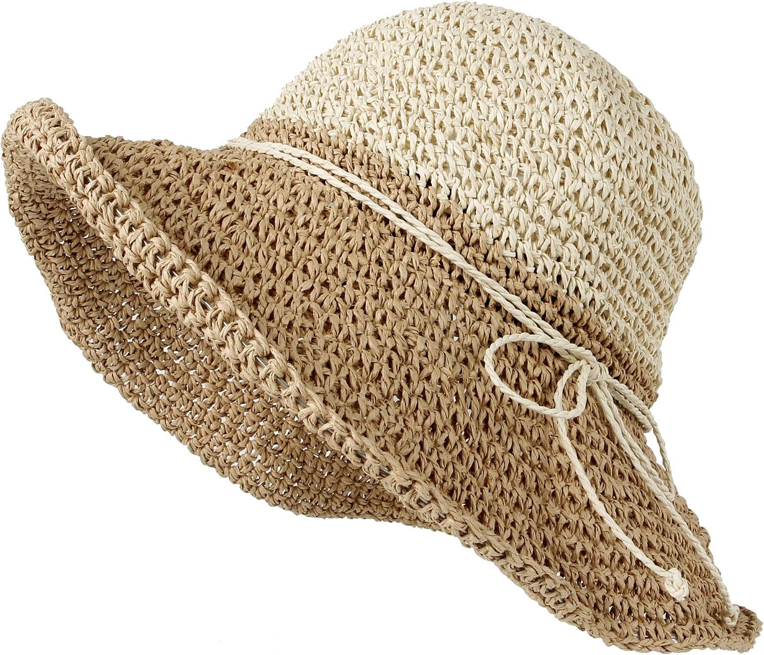 WITHMOONS Women Floppy Flanging Straw Sun Hat Summer Beach Cap Wide Brim SLH1256