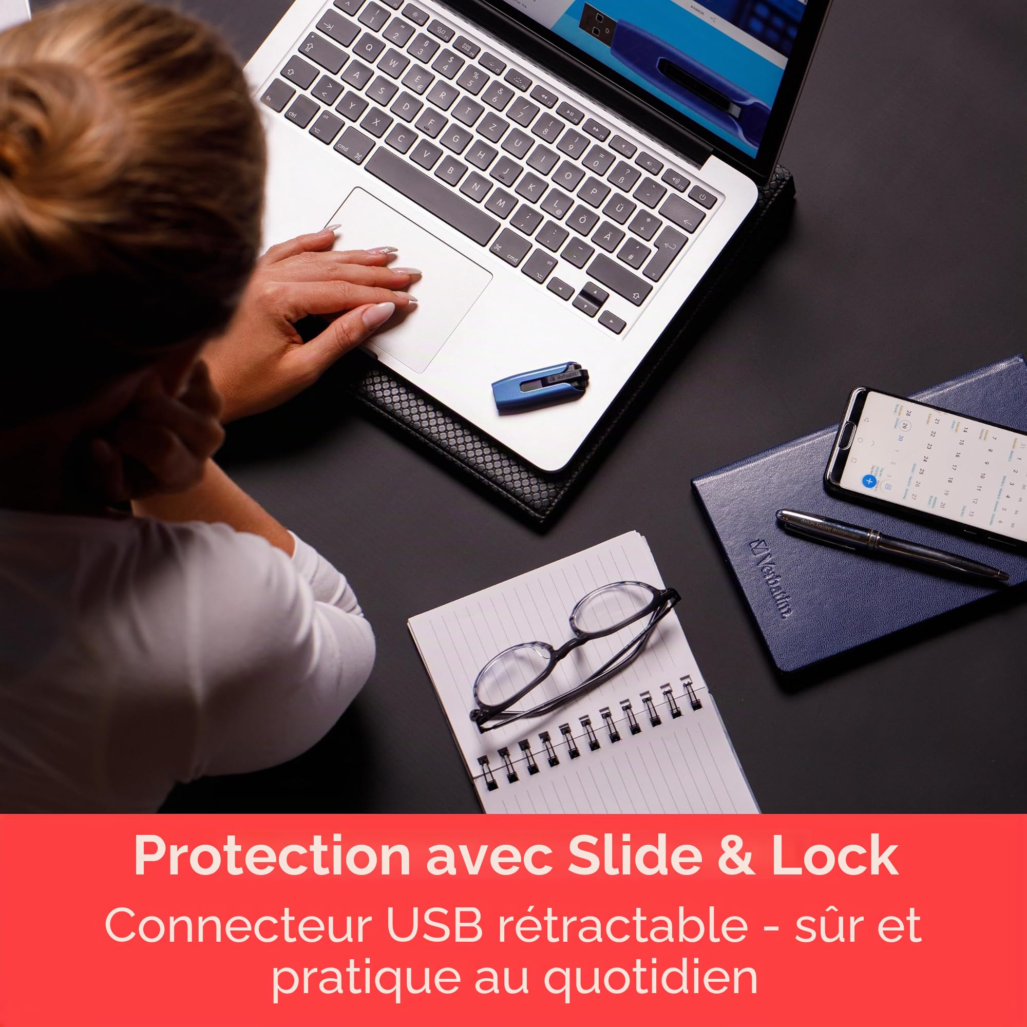 VERBATIM Clé USB Store 'n' Go V3 MAX I USB 3.2 Gen 1 I 128 Go I avec mécanisme coulissant I Interface SuperSpeed I Stockage externe pour ordinateurs portables, etc. I Bleu / Noir