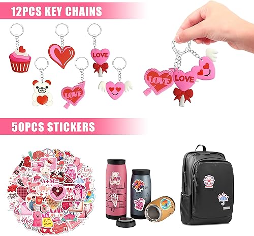 Miniatura 3 de BANBALLON Regalos de fiesta del día de San Valentín, llaveros de amor, tarjetas de felicitación, calcomanías de clip de papel en forma de corazón,