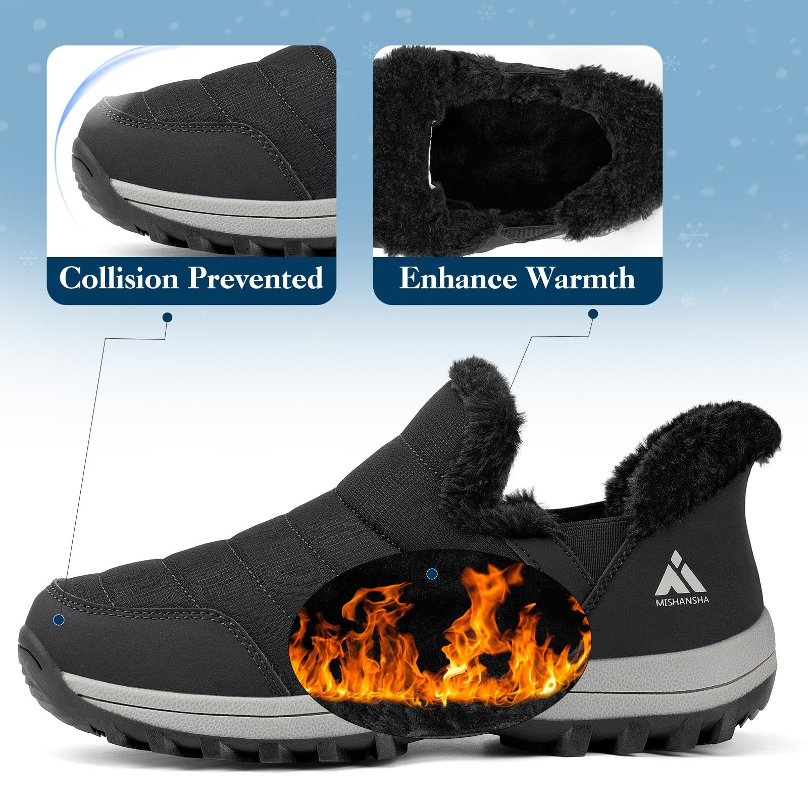 Mishansha Scarpe Invernali da Donna Foderate Antiscivolo Stivali da Neve, Taglie 36-42