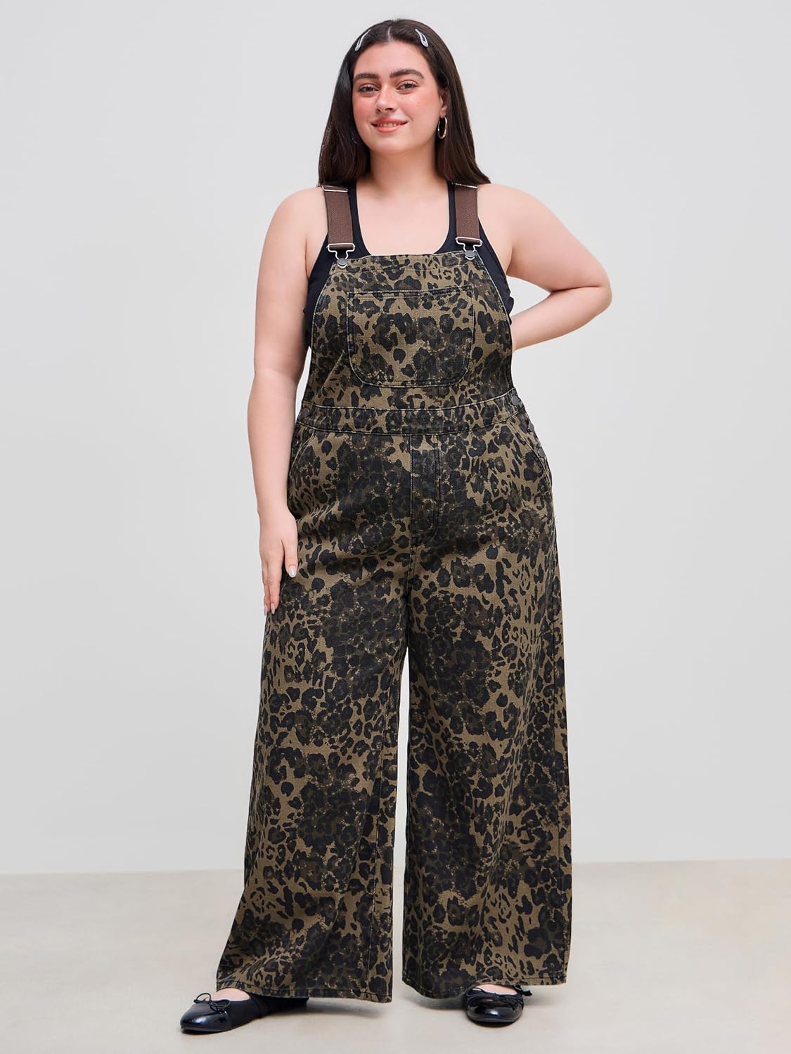 CIDER Women’s Plus Size Denim Overall Bib Wide Leg Adjustable Strap Jean Jumpsuits with Pockets