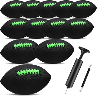 Syhood 12 Pack Composite Leather Footballs Official Size Footballs Bulk Leather Inflatable Football with Pump Regulation Highschool College Football for Training and Recreational Play