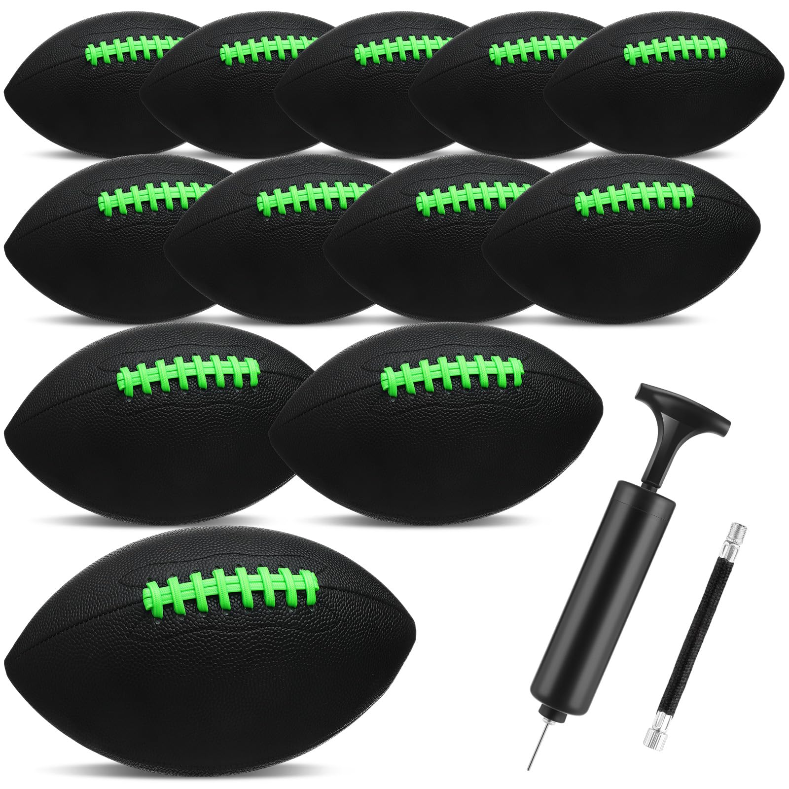 Syhood Paquete de 12 balones de fútbol de cuero compuesto, tamaño oficial, balones inflables de cuero a granel con regulación de bomba, fútbol universitario para entrenamiento y juego recreativo