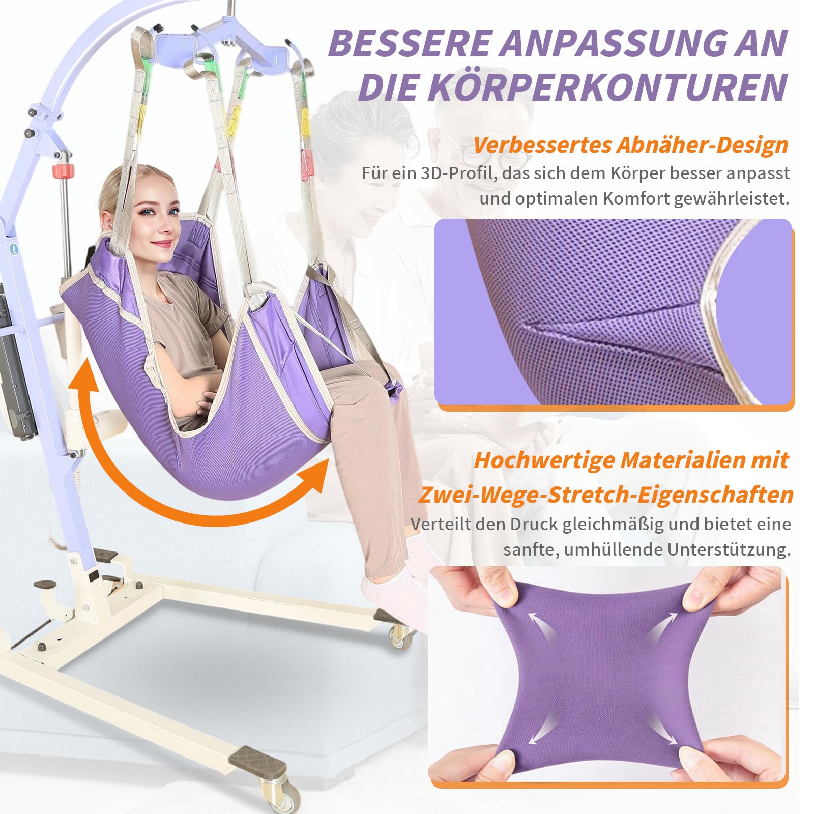Cinghia di sollevamento per WC, cintura di sollevamento per pazienti per il trasferimento di anziani, bariatrici, disabili, capacità di carico 500 lbs (viola, piccola)