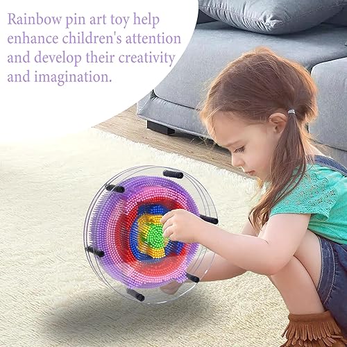 Miniatura 5 de MICKYU Juegos de mesa con pines 3D, juguetes sensoriales redondos para niños con autismo, 8 x 8 pulgadas