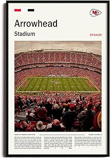 (Unframed 11"x17") ArrowheadStadium Canvas Print – Kansas City Home Field Wall Art for Chiefs Fans, Sports poster for Game Room or Man Cave Decor