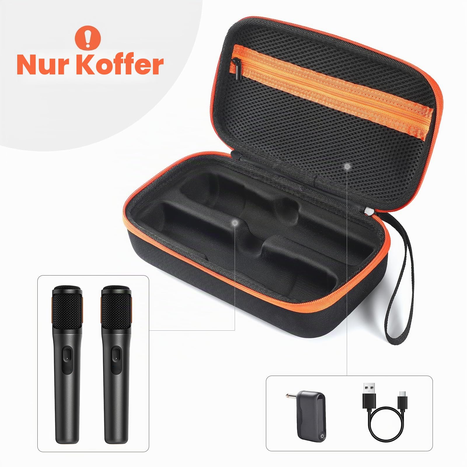 Tragbare Aufbewahrungstasche für JBL PartyBox kabelloses Mikrofon, wiederaufladbare Mikrofone, Reisetasche, Organizer, Box, Handtasche, Schwarz