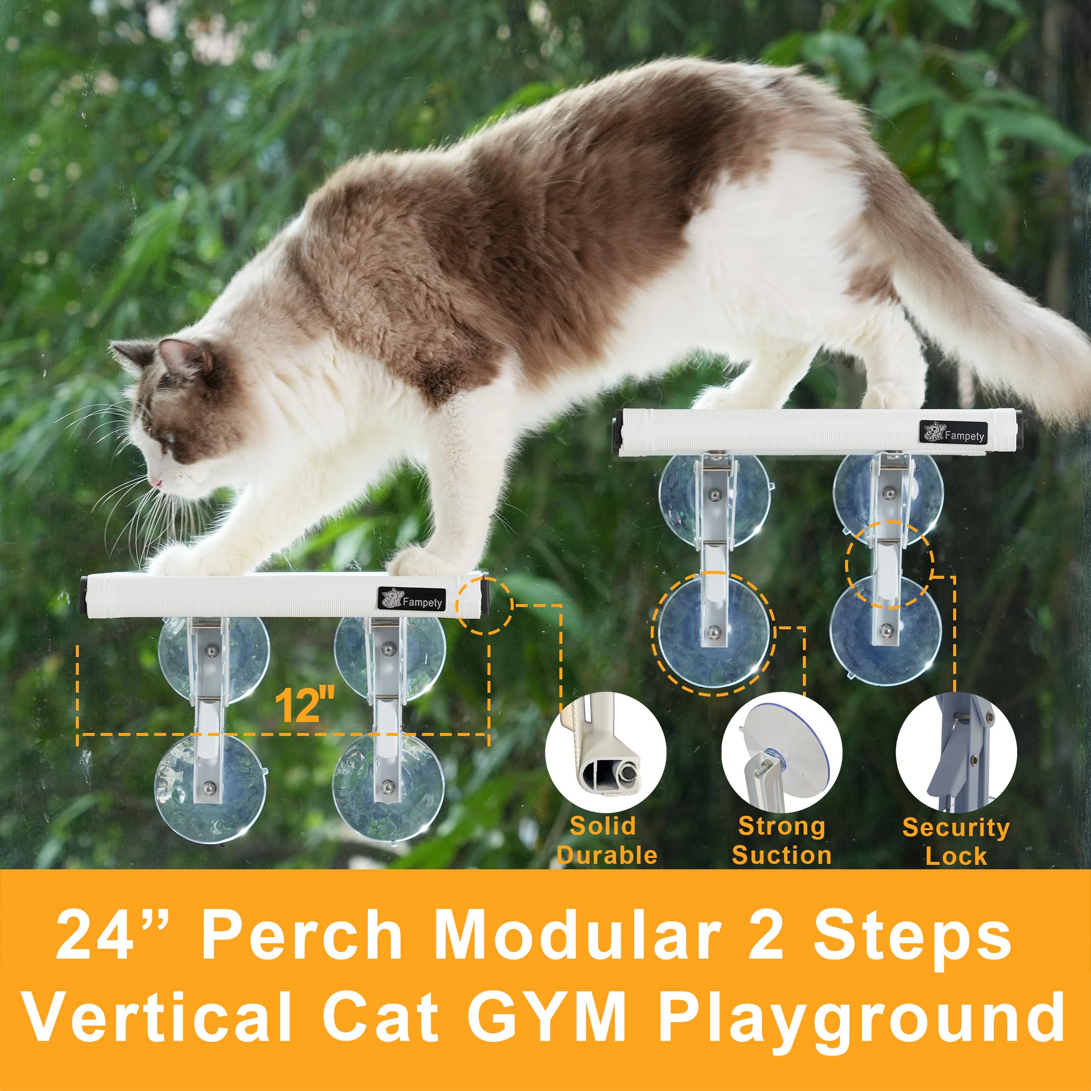Percha para ventana de gato, 58,4 cm, color blanco