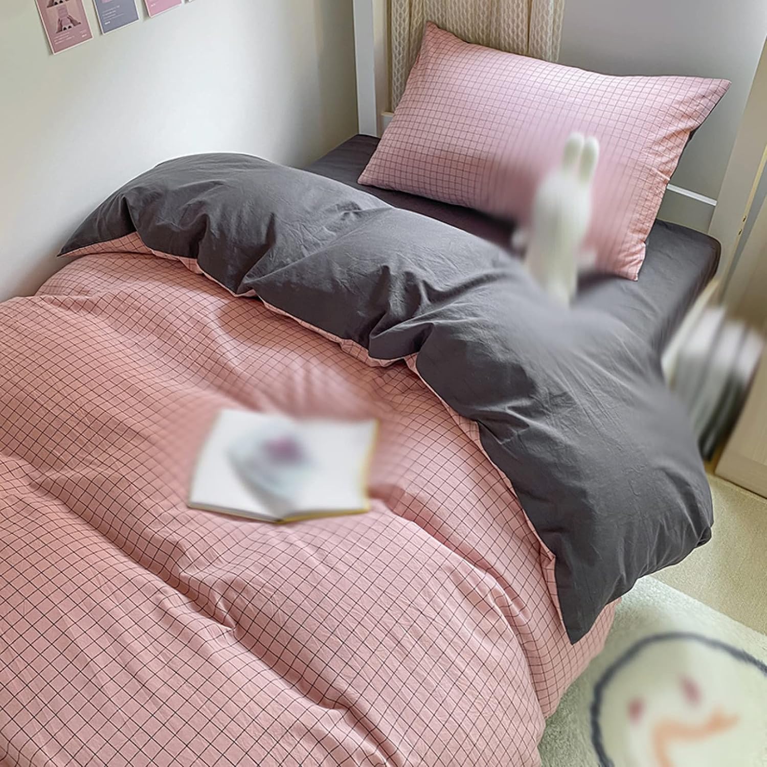 Futon Cover 4-Piece Set Single Semi-Double Double Set Bedding Cover 220x240 Machine Washable Style M for Futon Mattress Fully Washable Casual (Style M9 150x200*a)