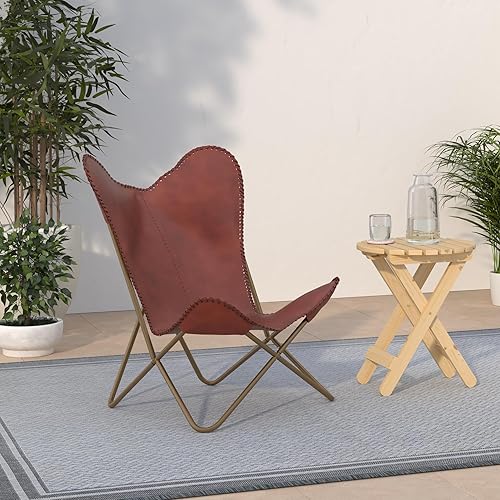 Miniatura 2 de Elegantes sillas de cuero hechas a mano para sala de estar, silla de mariposa, silla de mariposa de cuero cosido a mano, hecha a mano con marco de