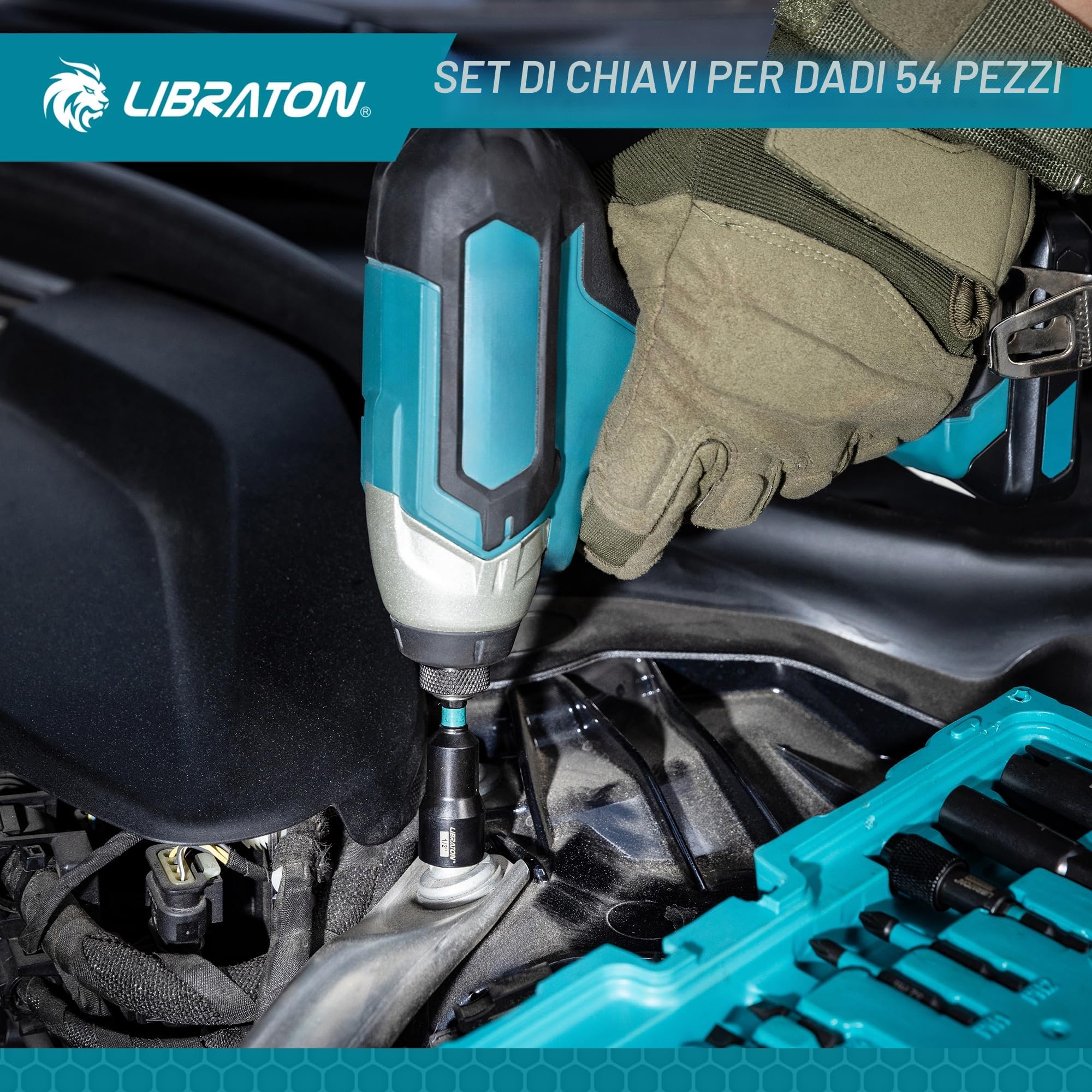 LIBRATON 54PCS Set Giradadi Magnetici, Punta per Trapano a Percussione 1/4", Giradadi Metrico e SAE, Adattatori per Prese, Punte per Cacciavite, Prolunga a Sgancio Rapido, Scatola di Immagazzinaggio