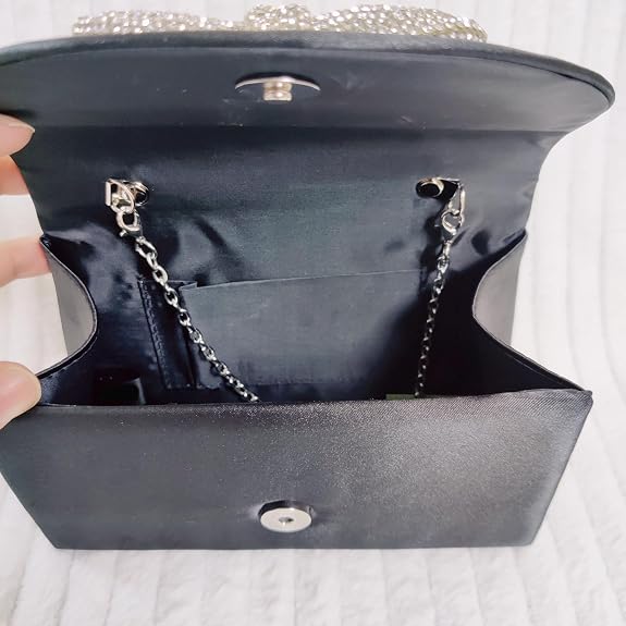 DIVISTAR Dolly - Borsa da sposa in raso, decorata con fiori, colore: bianco crema