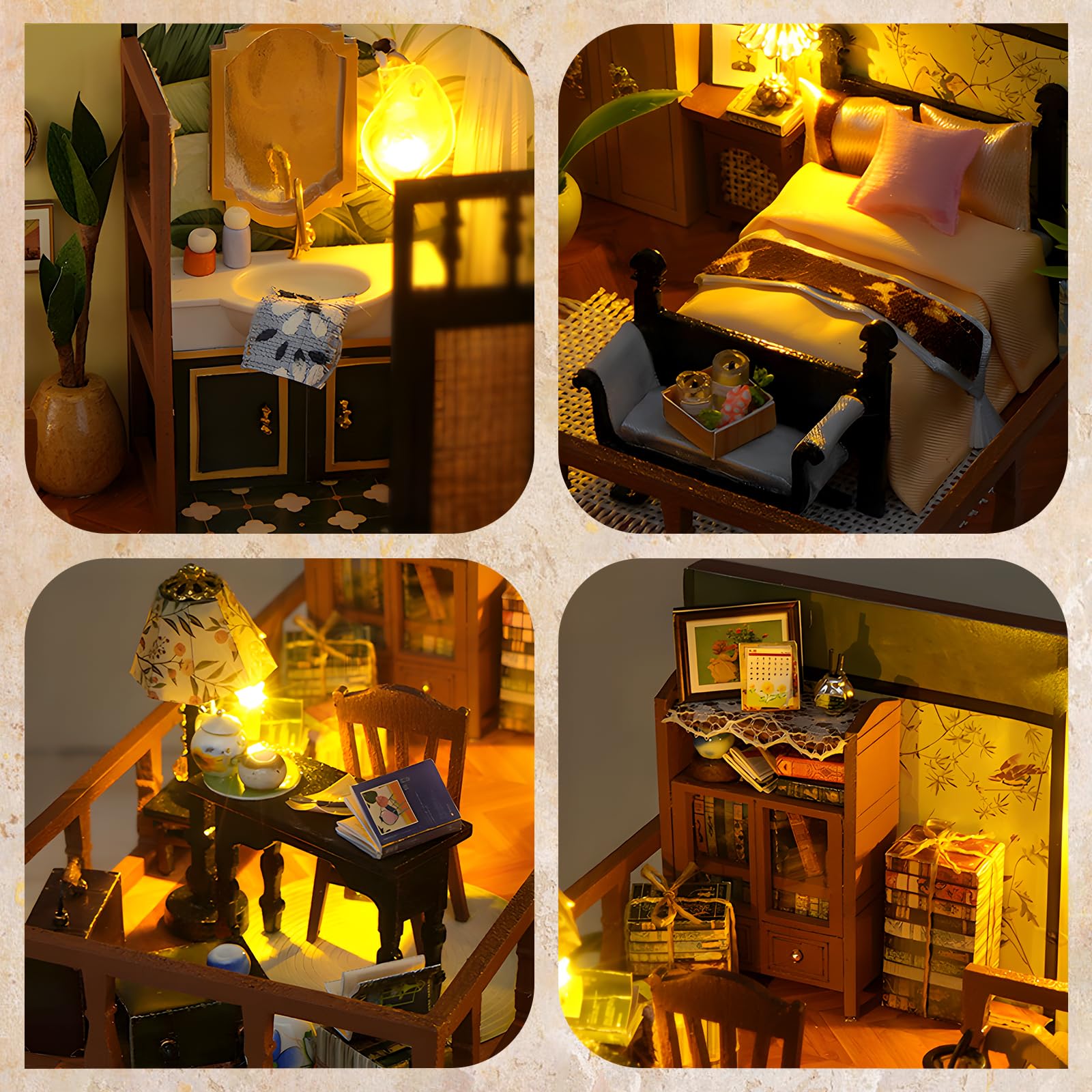 Kit de Miniaturas Adultos para Montar, Cabaña Loft Vintage, Maqueta DIY con Muebles, Manualidad Creativa para Estantería, Regalo Original para Cumpleaños y Día de la Madre