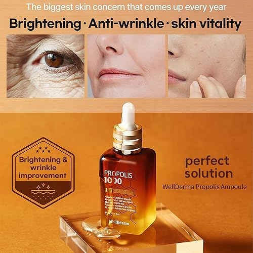 Miniatura 4 de WellDerma Ampolla facial de propóleo para piel seca y piel sensible hidratante para el cuidado de la piel de la cara, esencia coreana para belleza