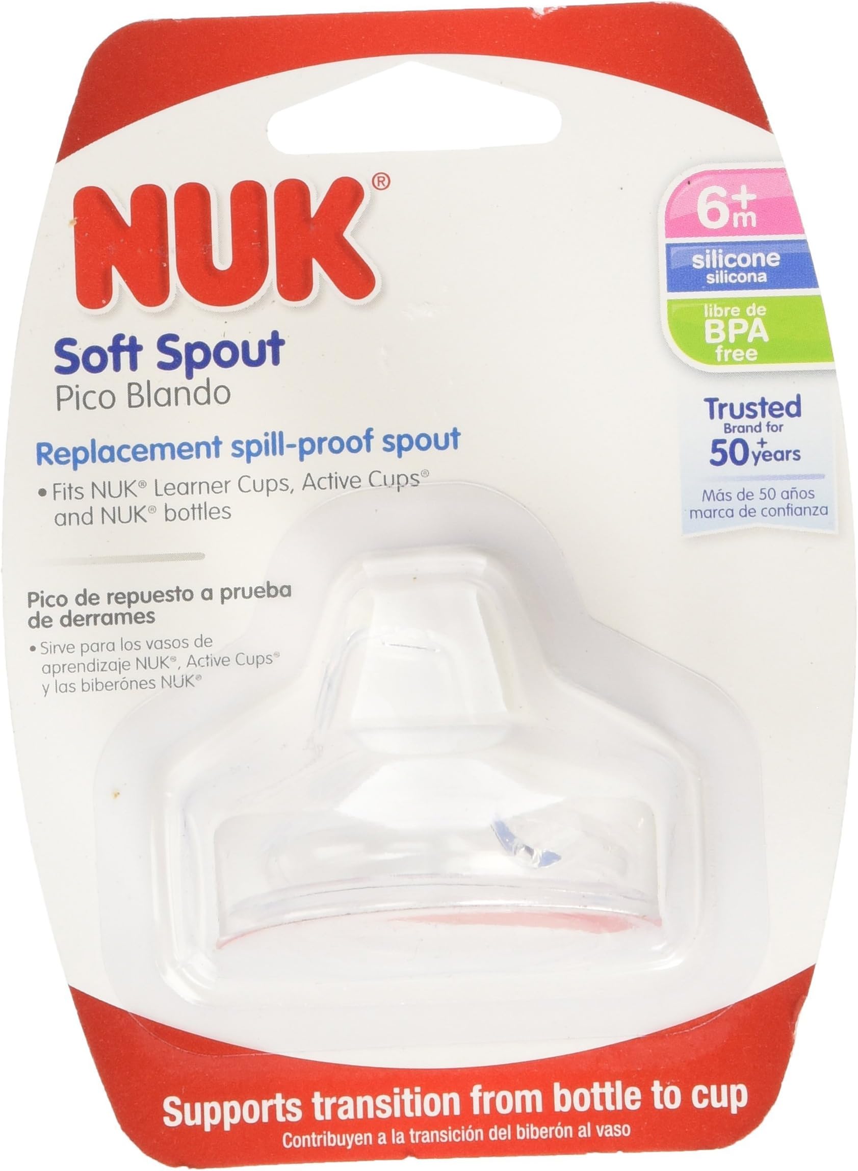 NUK Replacement Silicone Spout, Clear Pack of 2