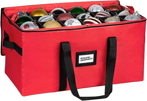 Christmas Ornament Storage Container,Box Stores Up to 54, Adjustable Dividers, Large Organizer Bin to Protect and Store Holiday Decor